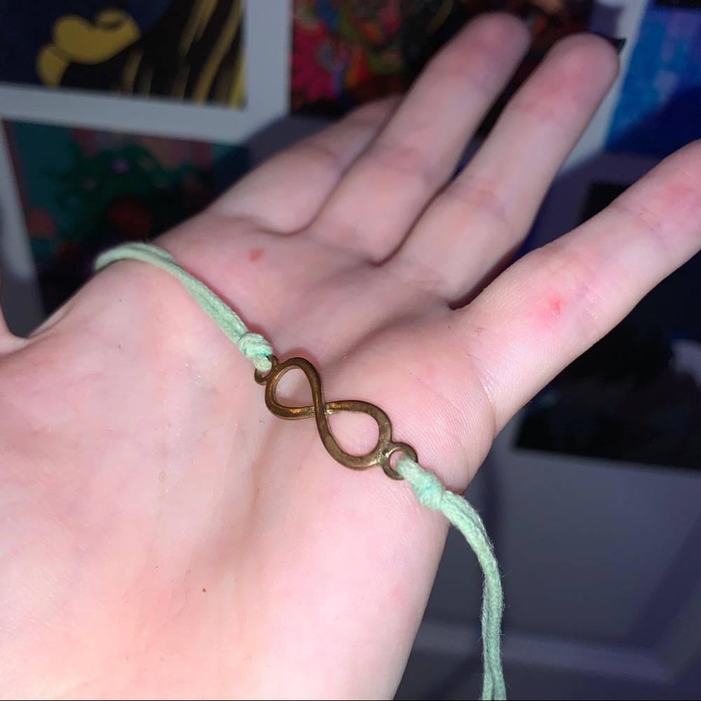 mint green infinity tie bracelet